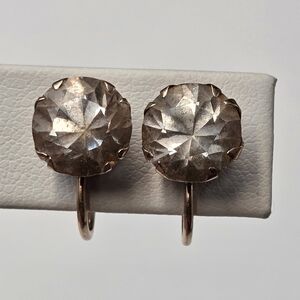 Antique Edwardian 9ct Gold Paste Glass Screw Back Stud Earrings